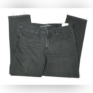 Universal Threads Women’s 12 Black High Waist Straight Leg Raw Hem Jeans‎ Denim
